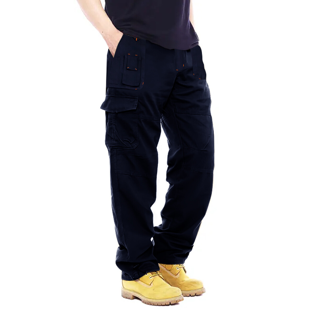 Mens Cargo Combat Work Trousers Size 30 to 44 Black Navy Trousers with Knee Pads