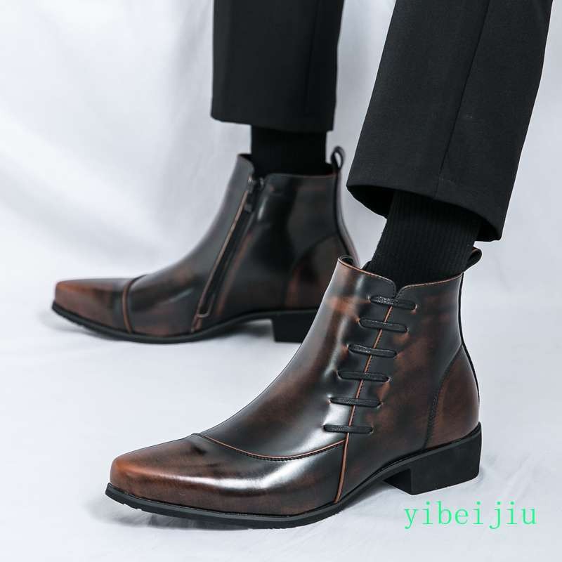Men’s Chukka Side Lace Ankle Boots Leather Business Banquet Dress Shoes Vintage