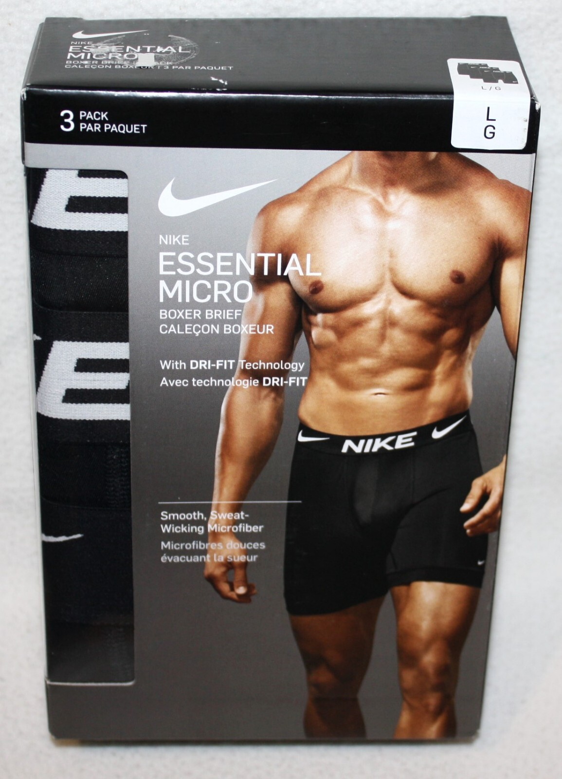 3 NIKE Dri-Fit Essential Micro 3 Pack Boxer Brief Black Men’s , NEW IN BOX
