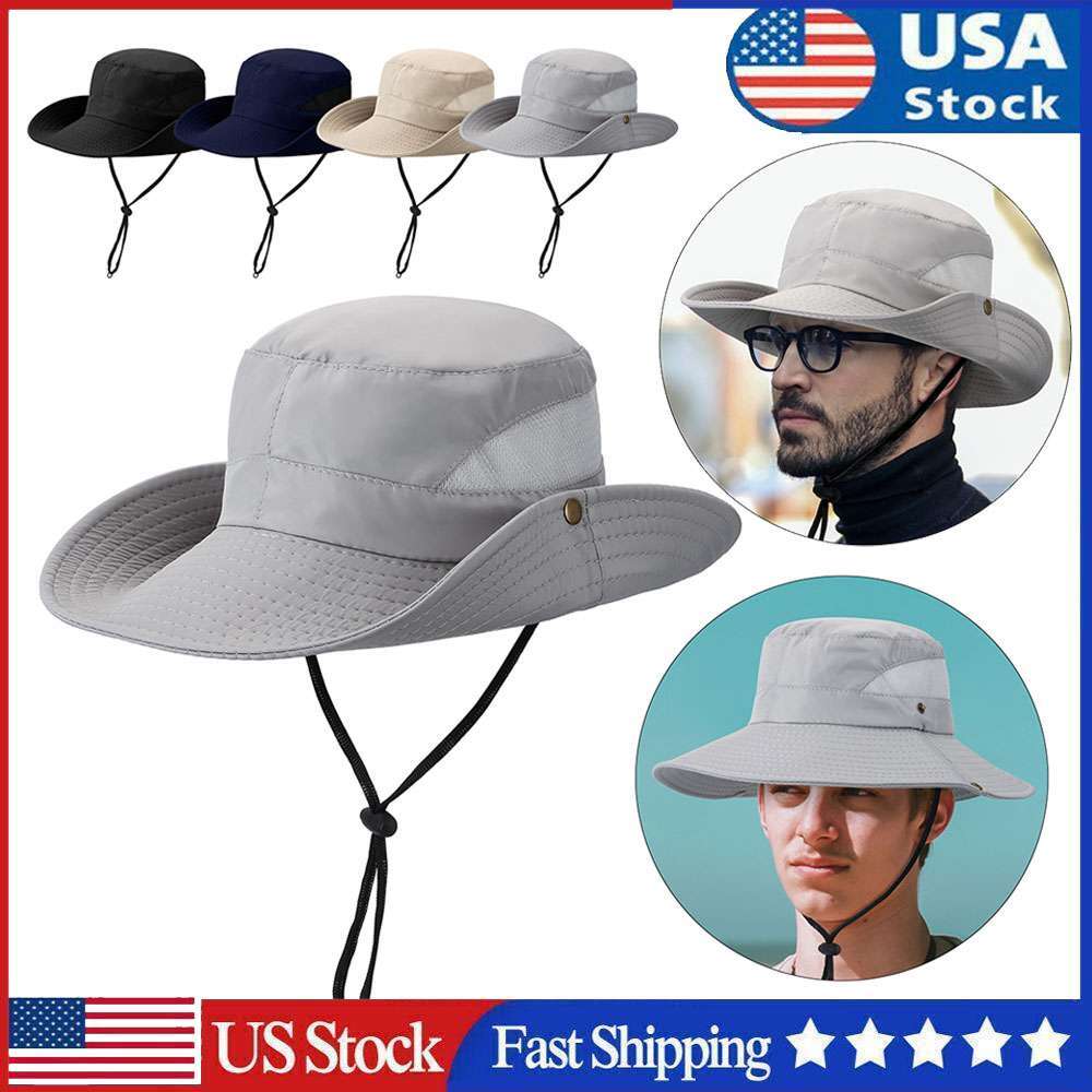 Wide Brim Sun Hat UV Protection Bucket Cap For Hiking Camping Fishing Safari Men