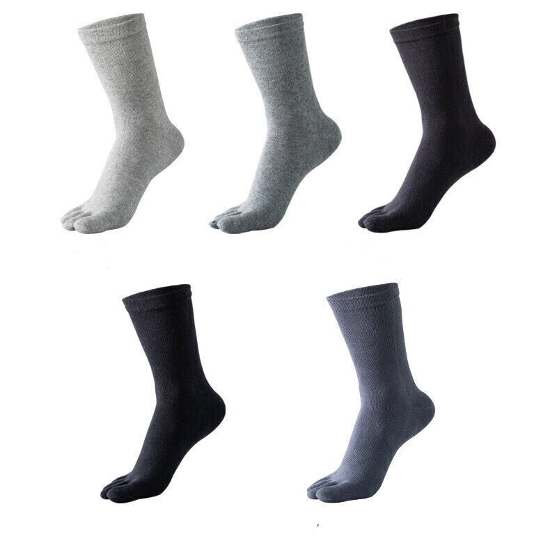 100% Cotton Five Finger Toe Crew Ankle 5Pack Solid Athletic Sport Men Socks 7-11