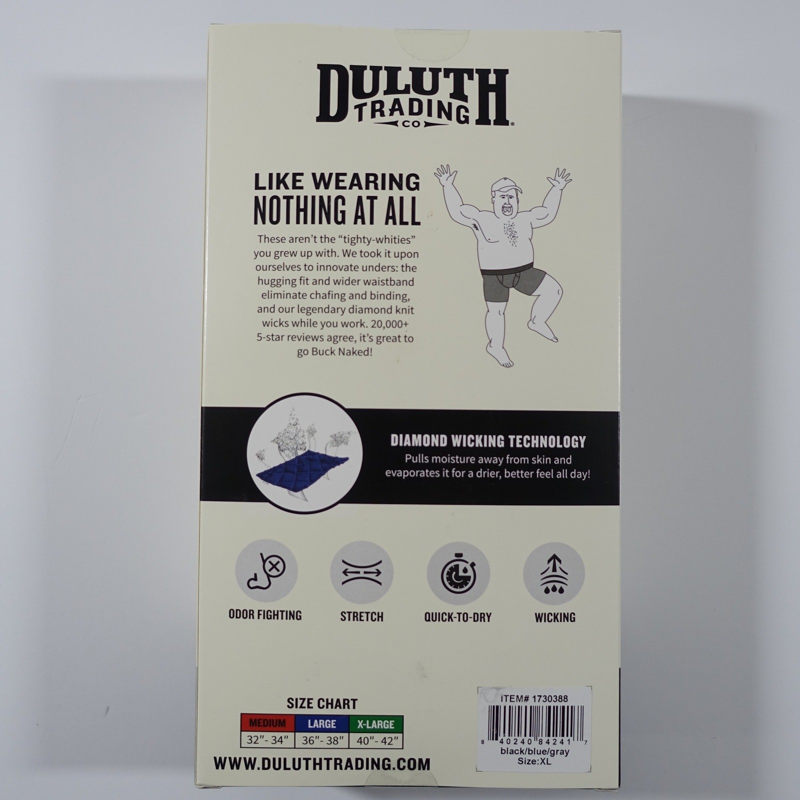 Duluth Trading Company Buck Naked Underwear 6 Pair Performance Boxer Briefs XL
