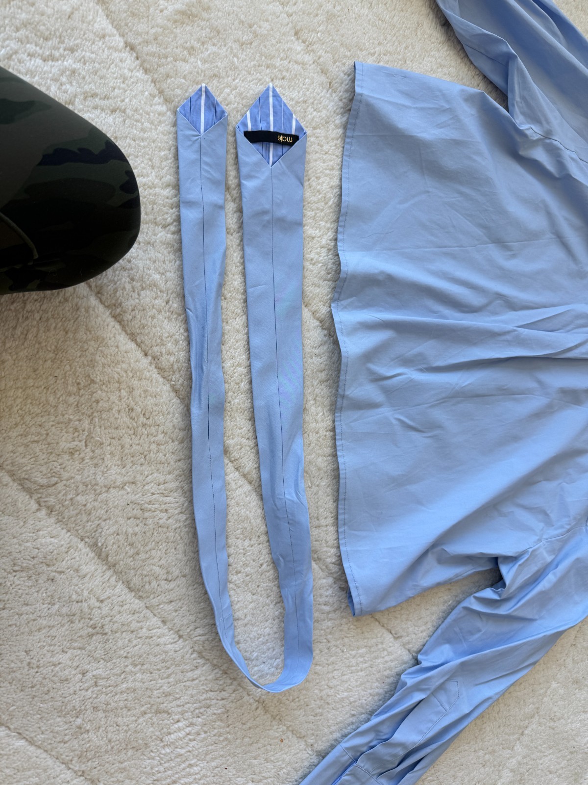 NWT Maje Light Blue Cropped Button Down Shirt with Removable Tie Size S Small