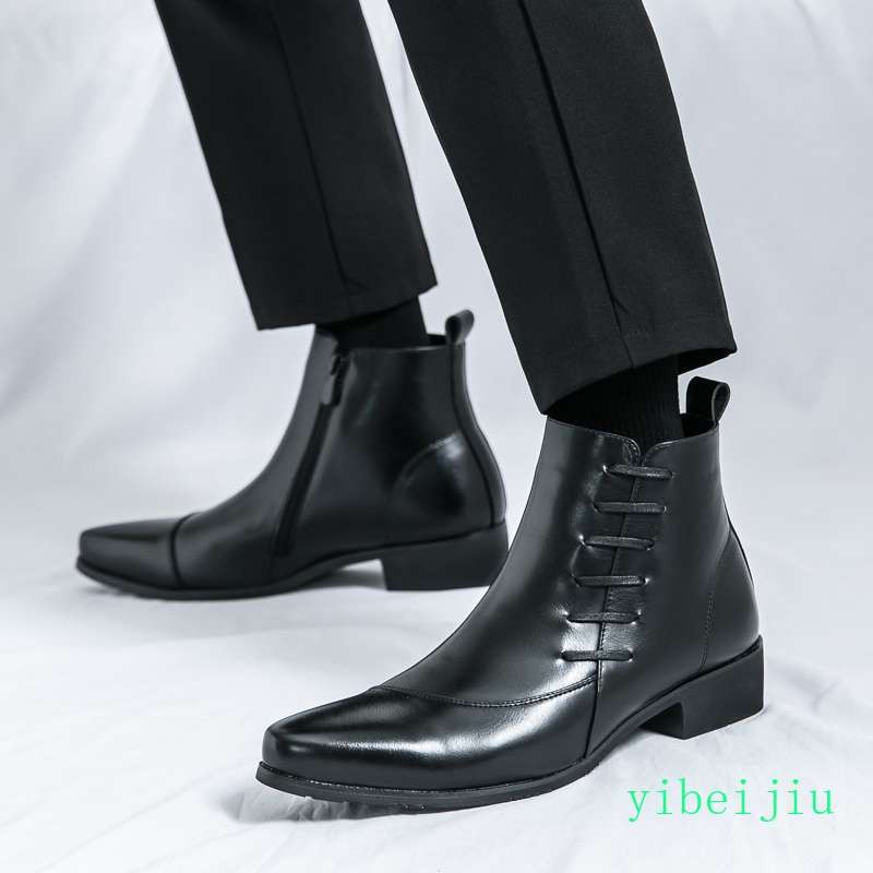 Men’s Chukka Side Lace Ankle Boots Leather Business Banquet Dress Shoes Vintage