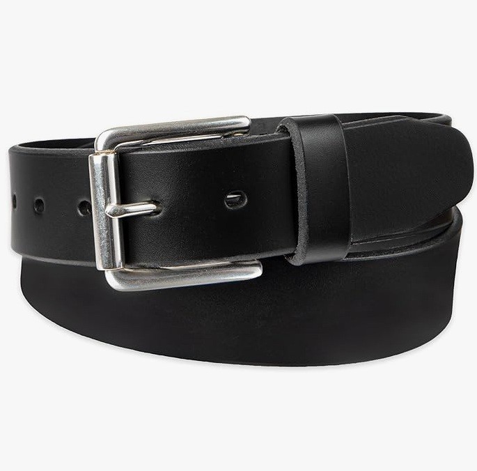 DOCKERS MEN’S BELT BLACK 100% LEATHER – Casual Classic Silver Buckle SIZE 36