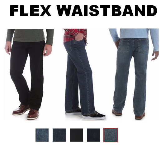 Wrangler Regular Fit Comfort Flex Waistband Jeans Performance Series Men’s