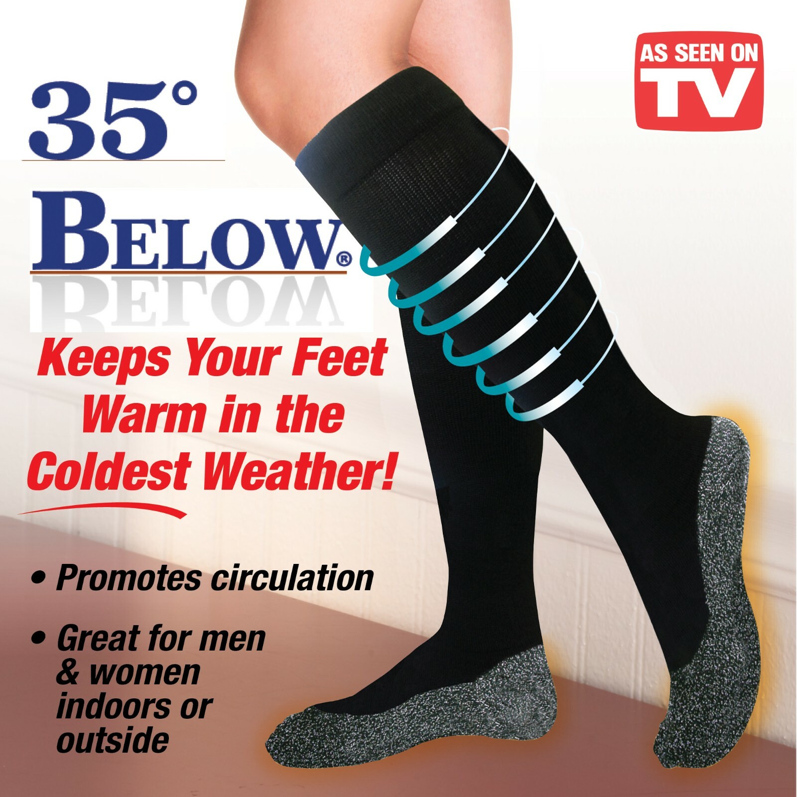 3Pair 35 Below Socks Black – Thin – As Seen on TV