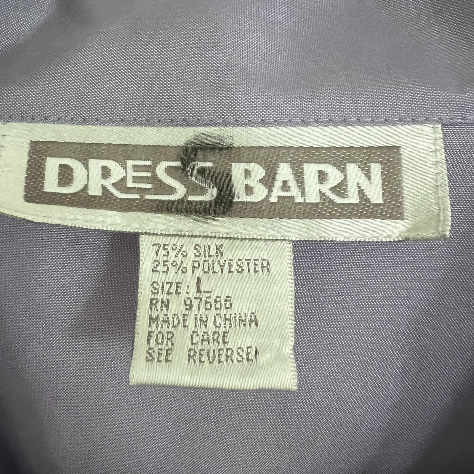 Dress Barn Lavender Silk Blend Button Front Blouse Womens Large Long Sleeve Care