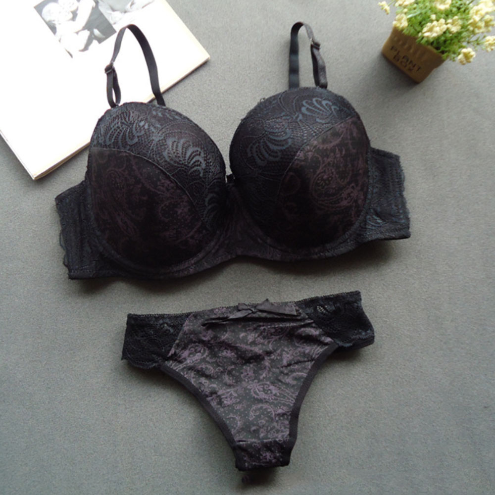 Sexy Foral Lace Push Up Bra Sets Extreme Padded Lingerie Panties Set B C D DD E