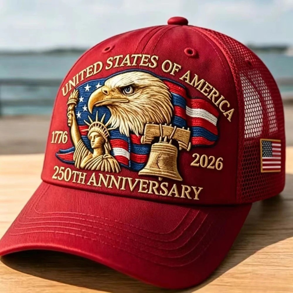 American 250th Anniversary Eagle Print Baseball Cap Unisex Adjustable Mesh Cap