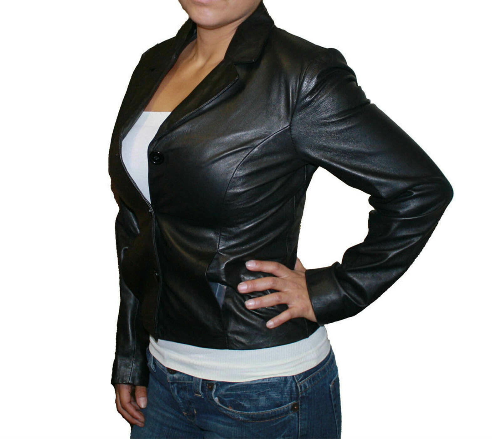 Women Genuine Soft Leather Buttons Closure Fitted Brand New Jacket Handcrafted