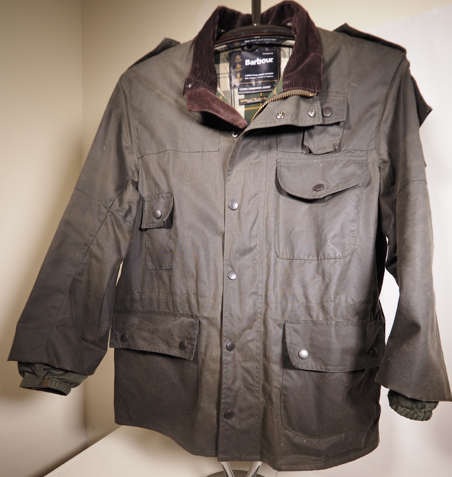 Barbour Cowen Commando Waxed Jacket XL Made England Hunting Field Coat EUC