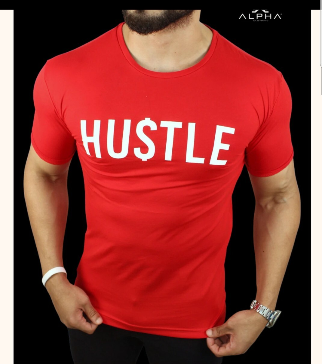 HUSTLE Mens T-Shirt Bodybuilding Muscle fit Sz L (Refer description) USA size S