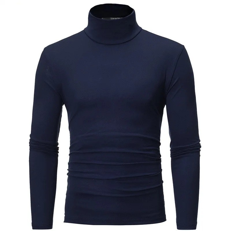 Mens Turtleneck Basic Pullover Long Sleeve Jumper Top Casual Slim Fit T-Shirt