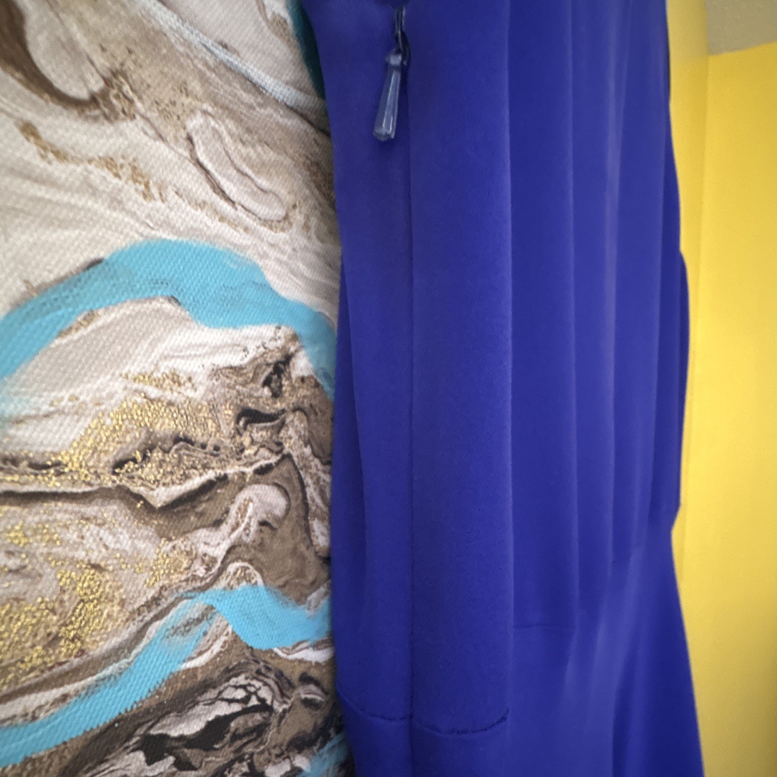 Casual Corner Blue Sleeveless Round Neck A-Line Silk Lined Knee Dress 12