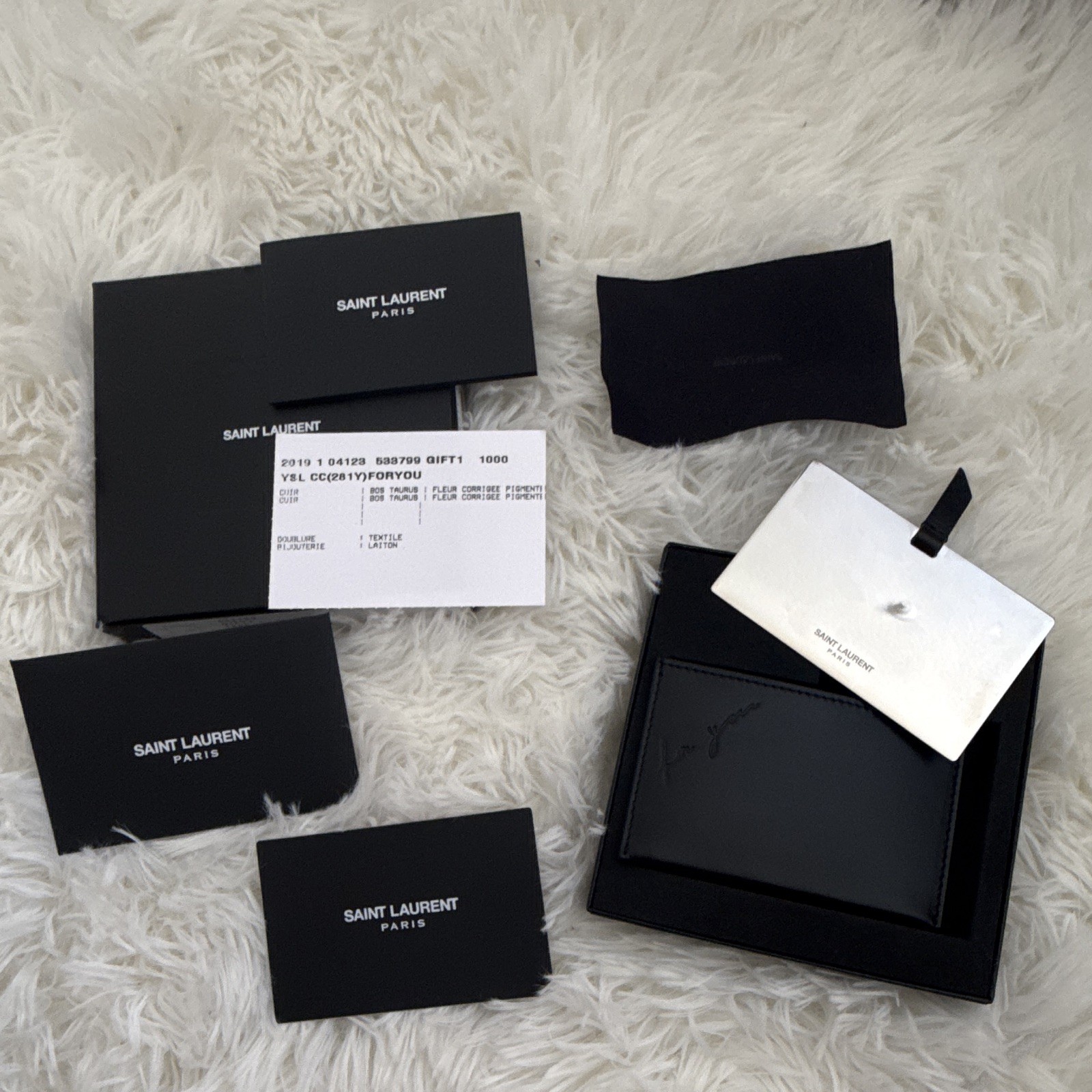 Saint Laurent Black YSL Logo Cardholder Card Wallet for Women w/ Box Dust Bag