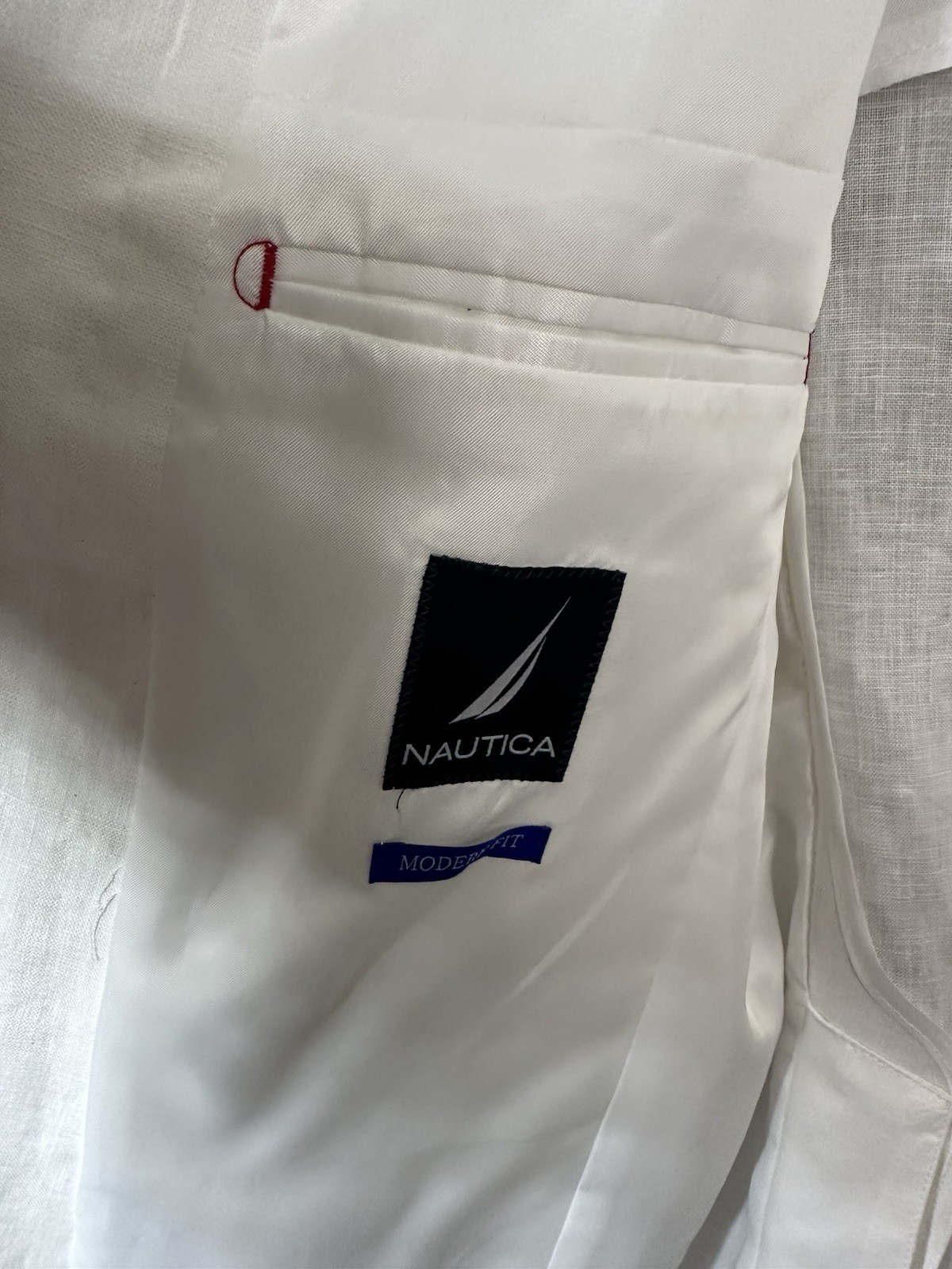 Nautica 100% Linen Blazer Mens 38S White Modern Fit Sport Coat