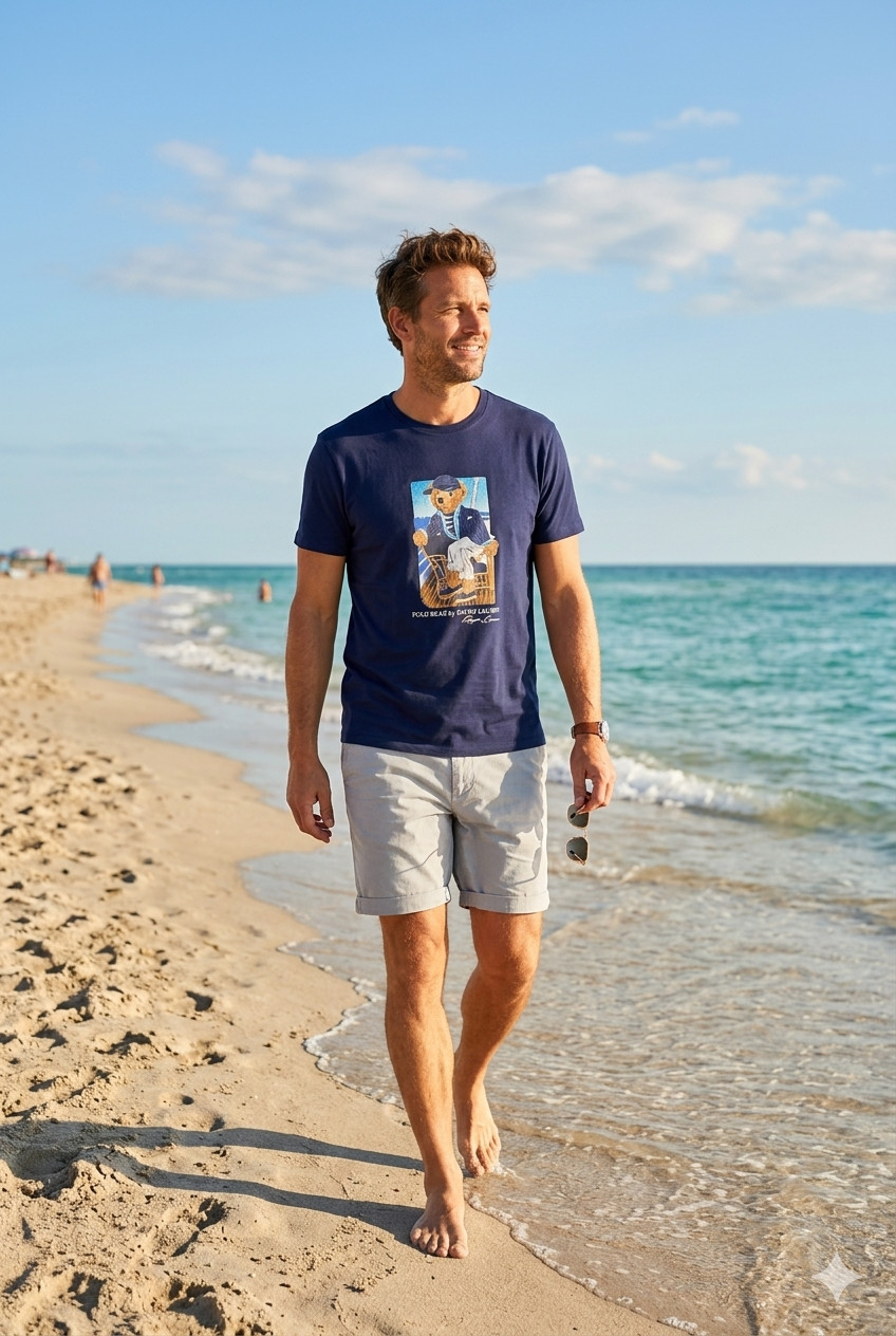 *NEW* Men Polo Ralph Lauren Classic Fit Bear Graphic Tee NAVY (710B18547001) 👍