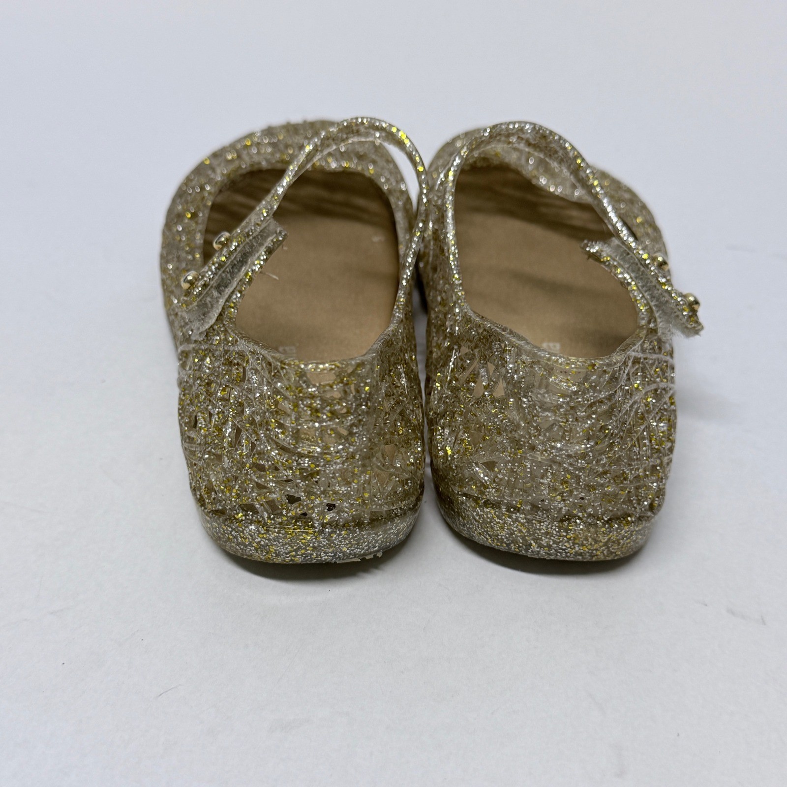 Mini Melissa x Campana Zig Zag Gold Glitter Jelly Mary Jane Flats Toddler Size 5