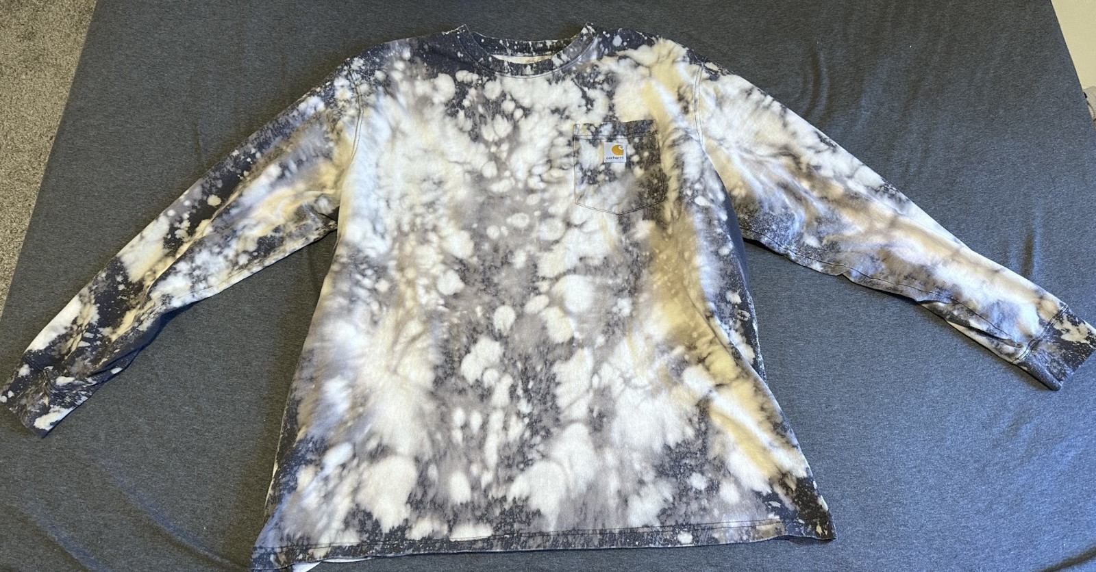 Carhartt Mens Navy Tie Dye Long Sleeve Size XL