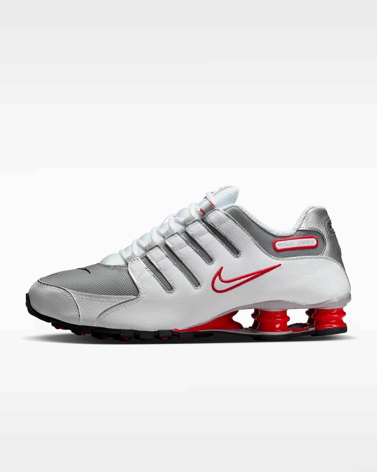 Nike Shox NZ White Metallic Silver Red Running Sneakers 378341-104 Men’s Sizes