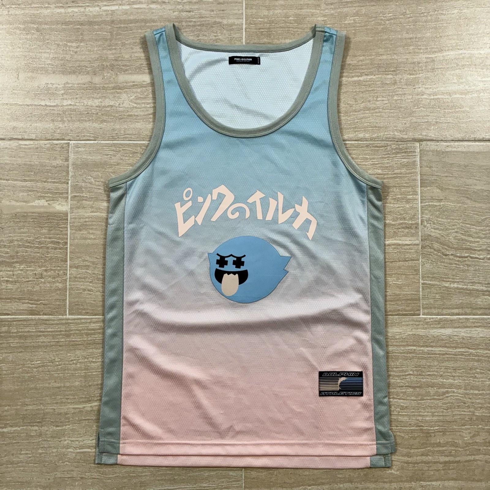 Men’s Size Medium Pink Dolphin ‘Ghost’ Jersey Tank Top Pink Blue EUC RARE