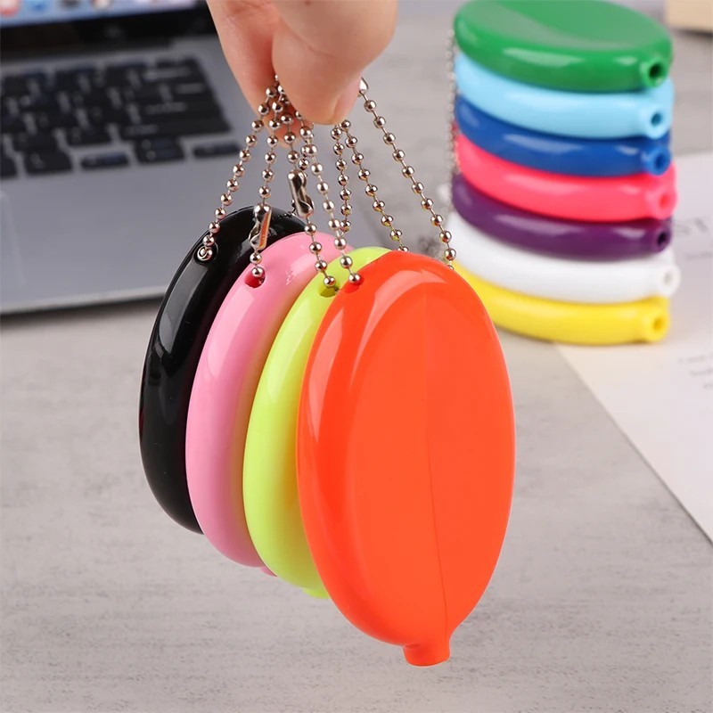 RUBBER SQUEEZE OVAL COIN PURSE MENS WOMENS MONEY HOLDER WALLET