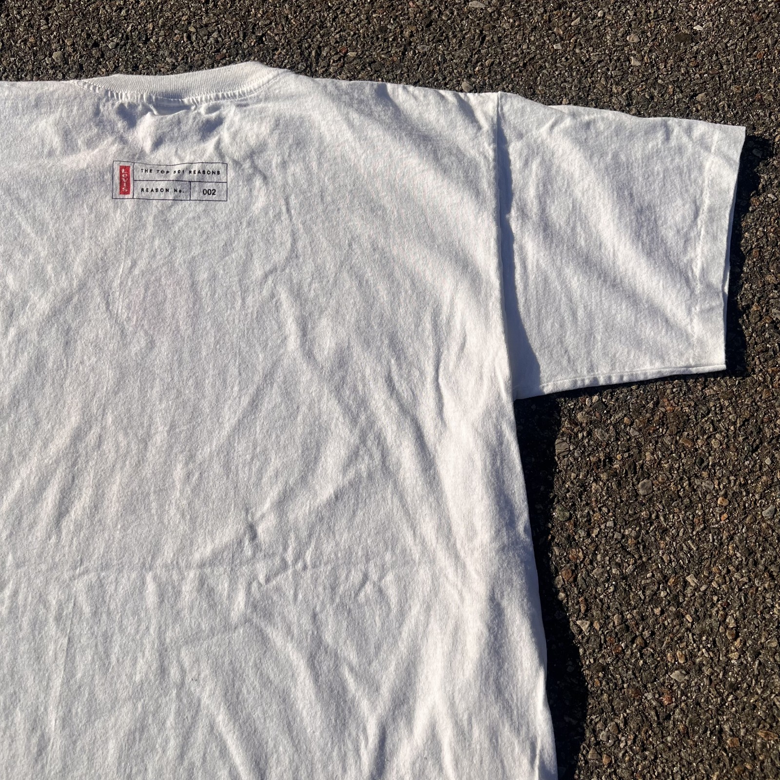 VTG 90s Levis 501 Button Fly Promo Shirt Sz M White Zipper Graphic Single Stitch