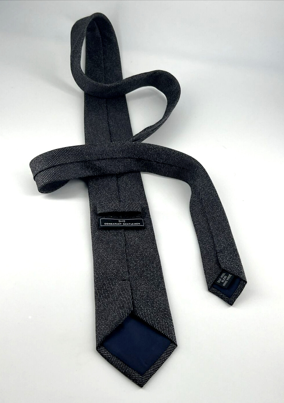 Combatant Gentlemen Grey Gray Hand Made Silk Wool Blend Men’s Necktie Tie