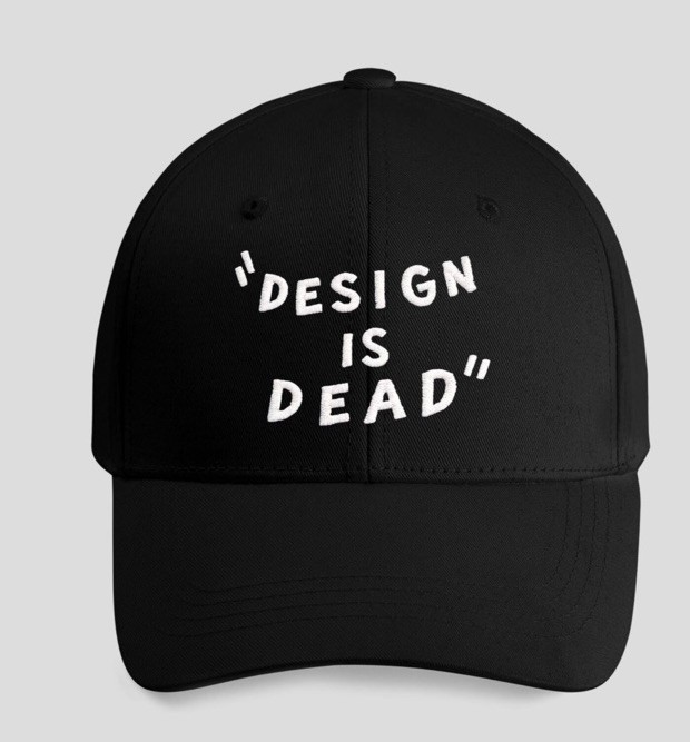 Design Is Dead White Embroidered Quote Black Cap One Size New Adjustable Unisex
