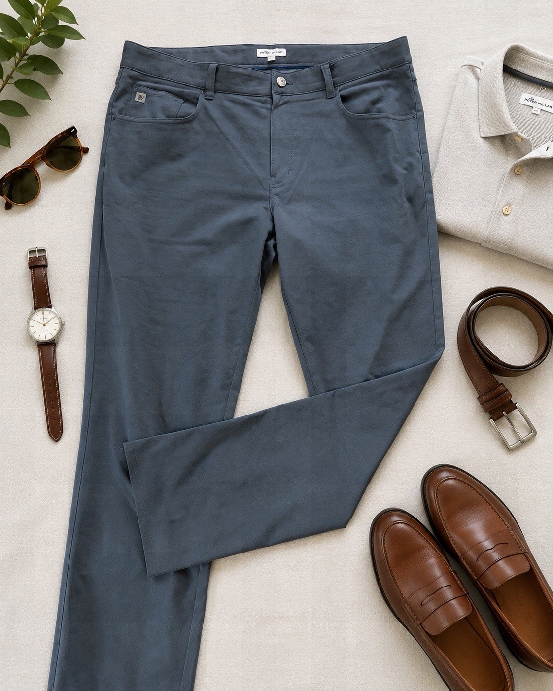 Peter Millar Men’s Pants 36×32 Gray 5-Pocket Golf Chino Casual