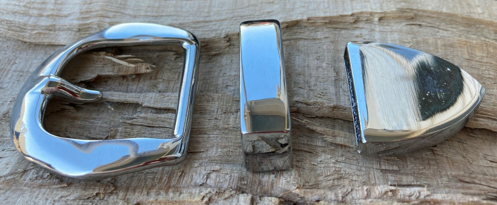 Western/Amish Bright Nickel Solid Brass Belt Buckle Set Buckle,Keeper,Tip 1 1/2″