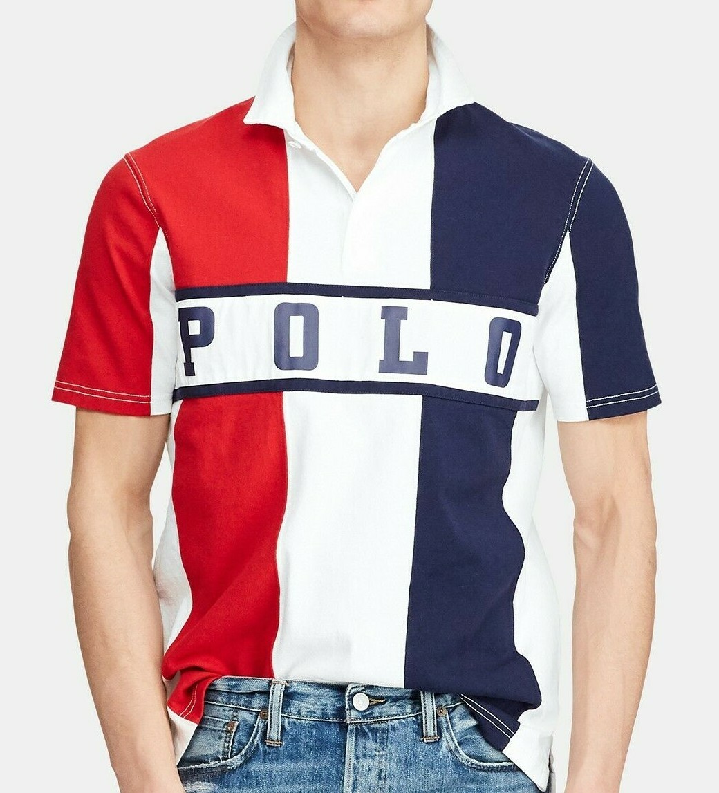 Polo Ralph Lauren VTG Retro Colorblocked Chariots Stadium Rugby Shirt France Men