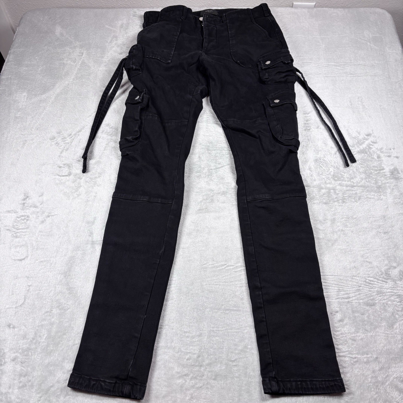 Amiri Cargo Pants Men’s 34×34 (Tag 32) Black Multiple Pockets Slim Fit READ