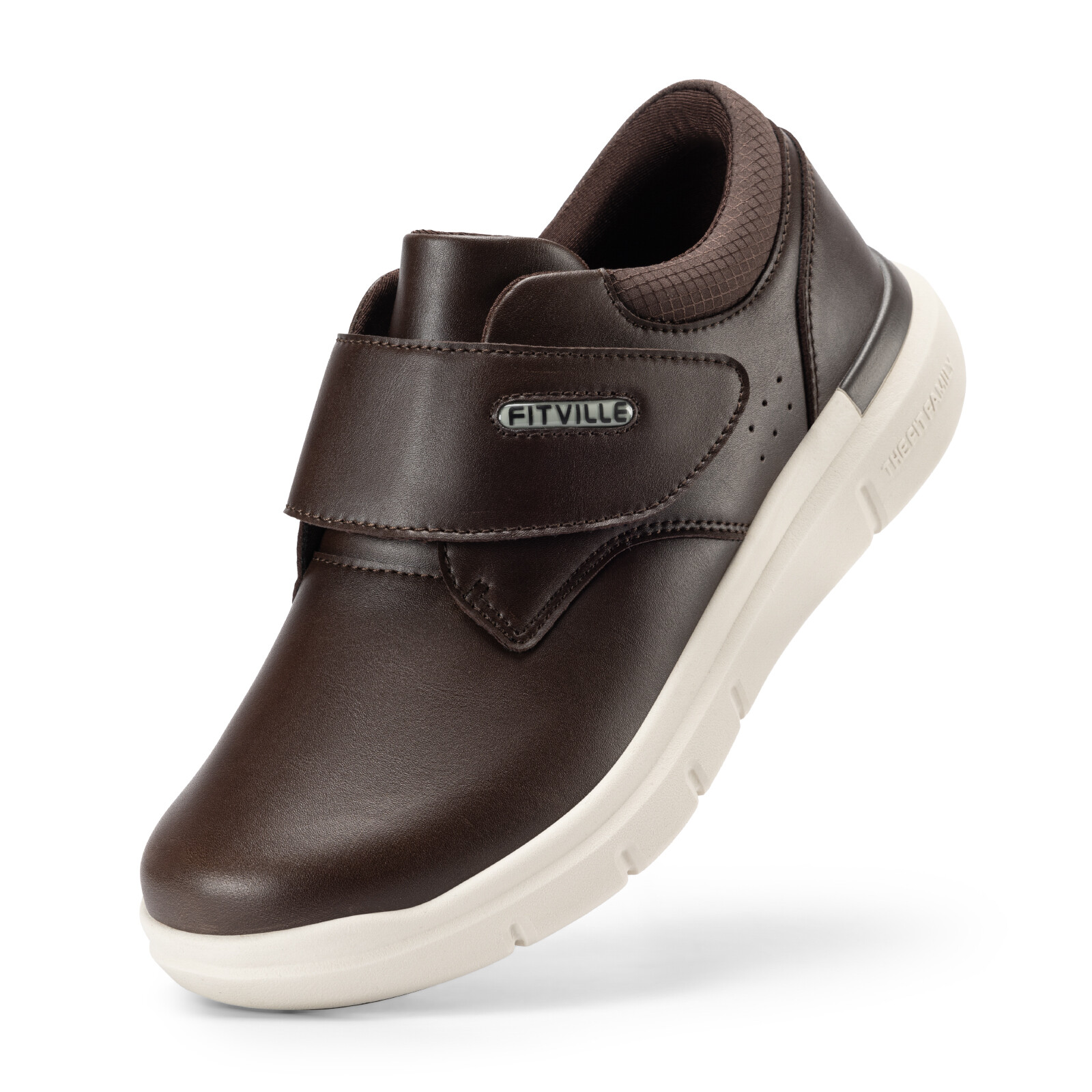 FitVille Mens Diabetic Shoes Extra Wide Leather Walking Shoes for Swollen Feet