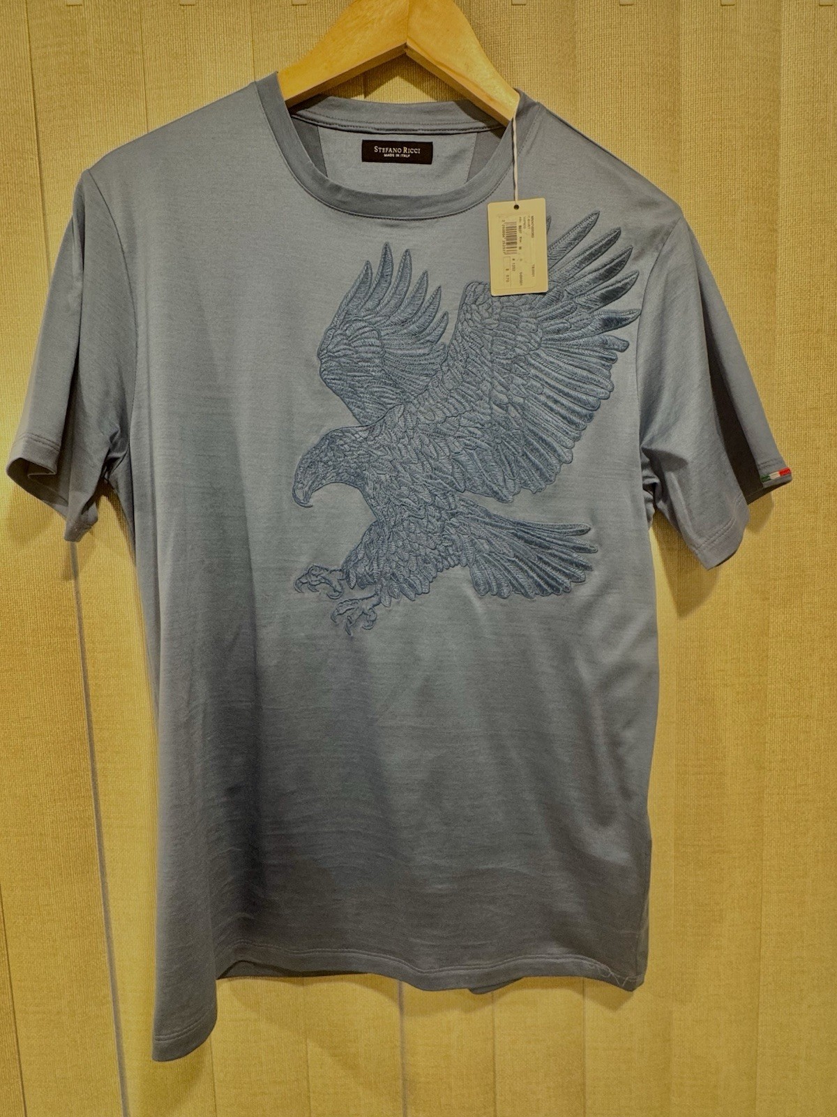 Stefano Ricci Limited Edition Light Blue Eagle Graphic Crew Neck T-Shirt Size M