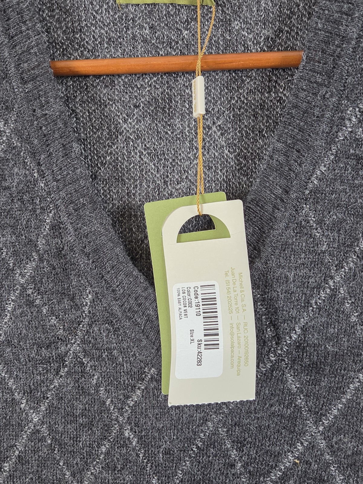Sol Baby Alpaca Vest XL Gray Diamond Pattern Pullover Preppy Academia Golf NEW
