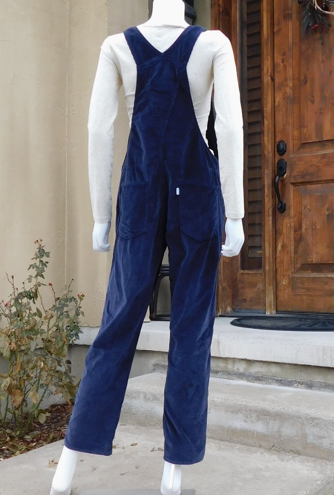 Stretch Corduroy Overalls w/Adjustable Straps by Haikure, S, d. indigo color