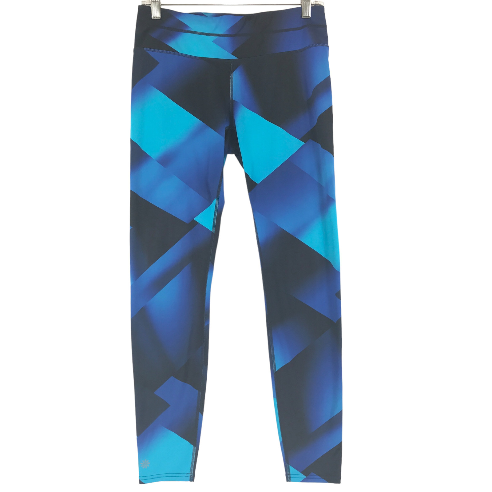 Athleta Sonar Magnetic Tights Women M Blue Black Poly Blend 1 Pocket Pull On
