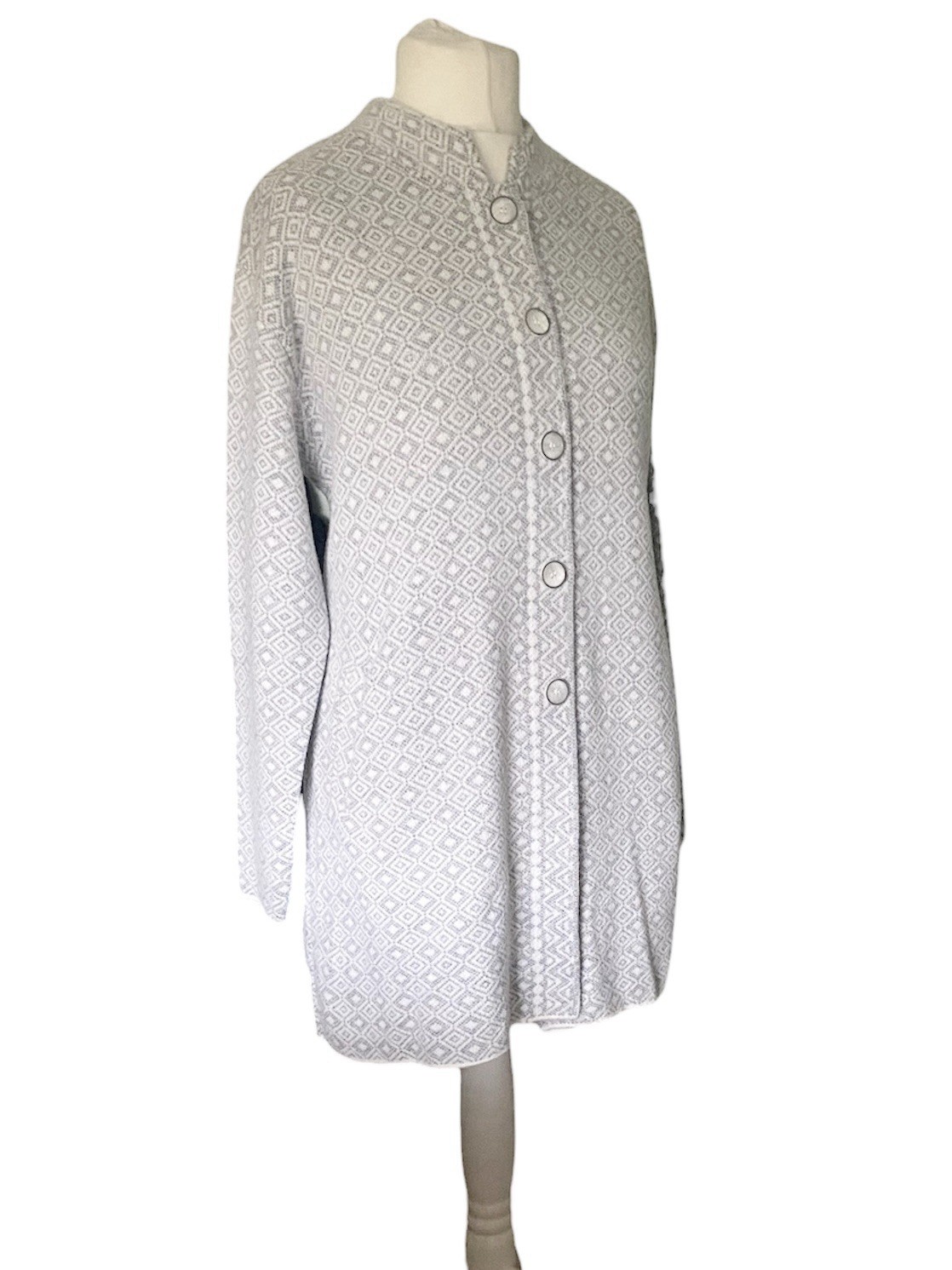 Women Knit Coat Coatigan UK 20 Long Grey Cardigan Button Smart Evening India NEW