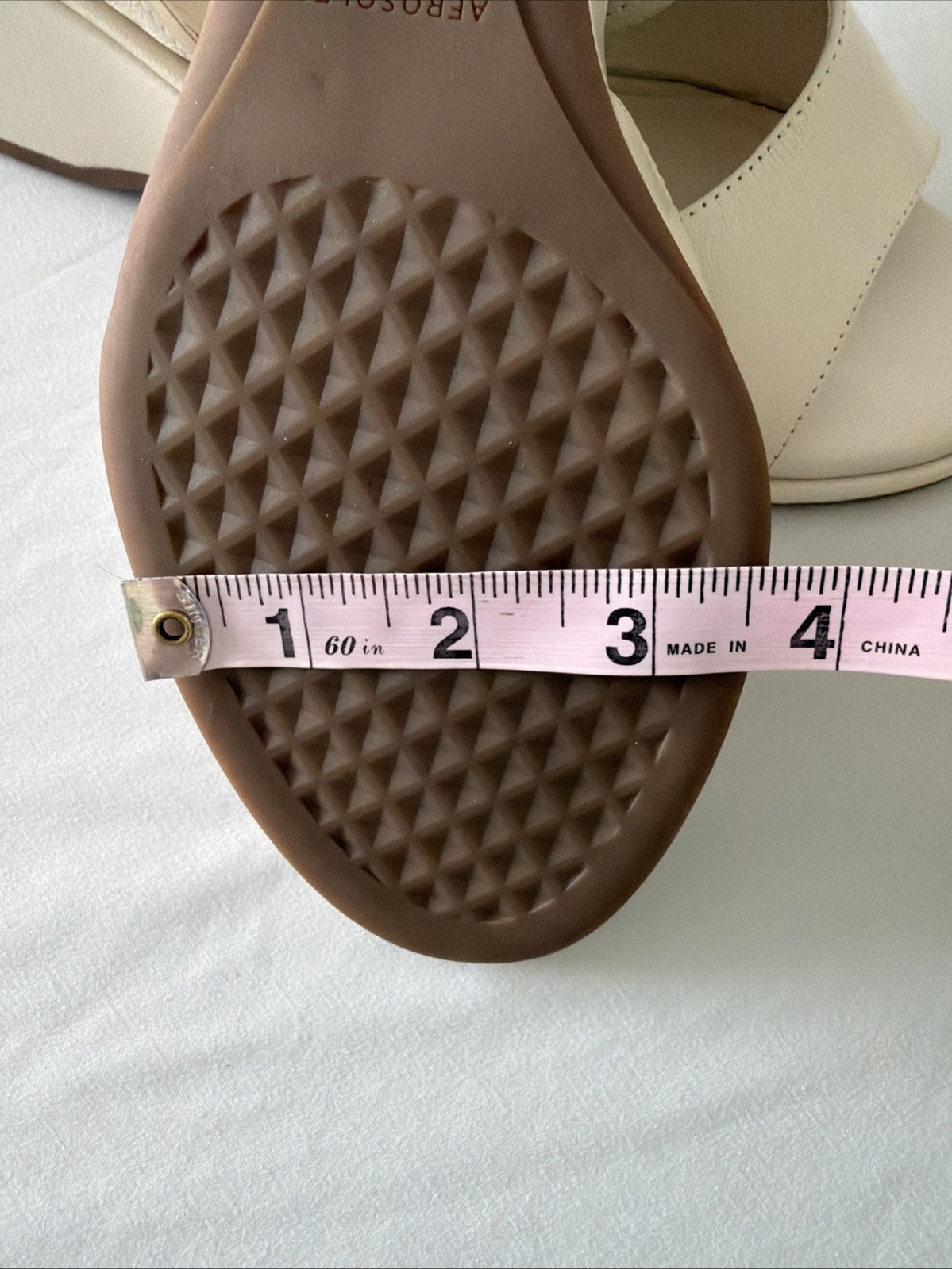 Aerosoles Sz 8 M Nixon Cream Leather Sandals Wedge Strappy Comfort Dressy NWOB