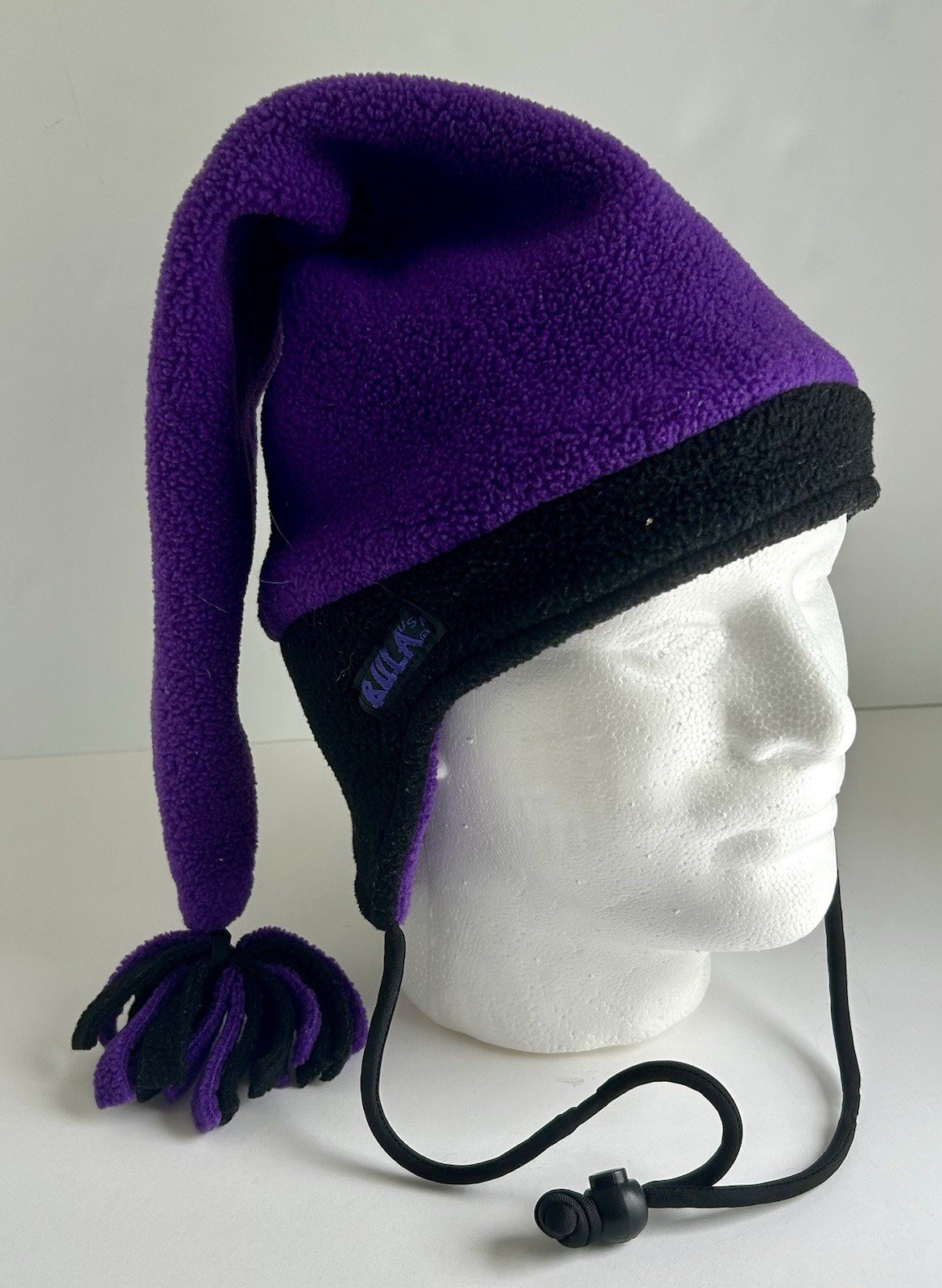 Vintage Bula Long Jester Hat Purple Black Fleece Winter Snowboard Ski 90s Cap