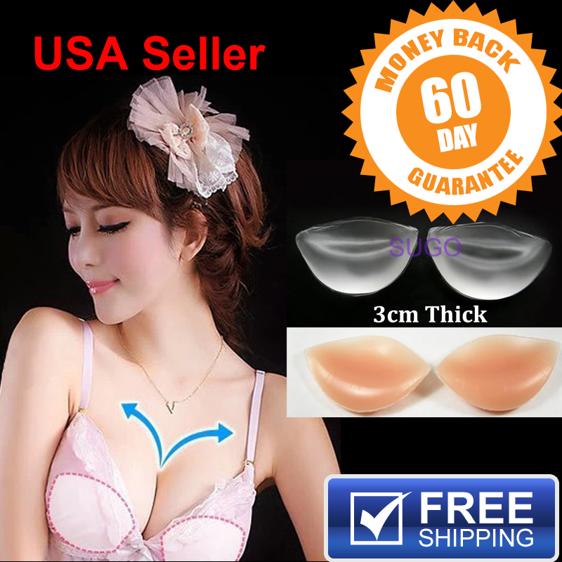 “”JUMBO”” Silicone Insert Pads Gel Push Up Bra Breast Enhancer Bikini Swimsuit