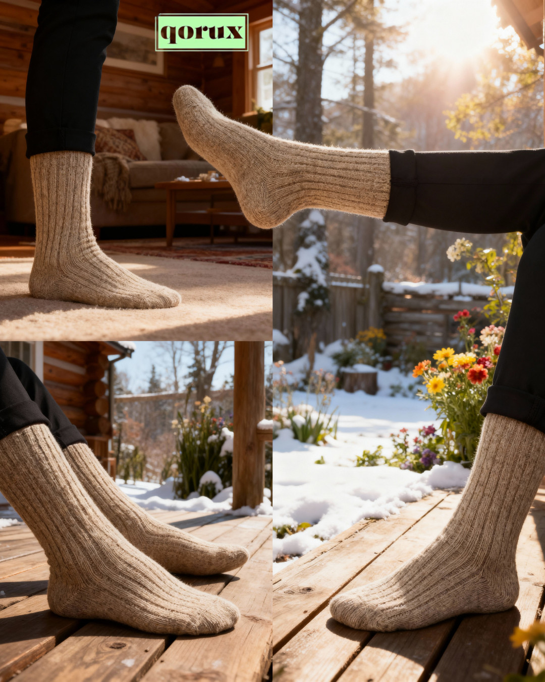 4 Pairs Alpaca Wool Thermal Nature Warm Winter Socks For Women & Men