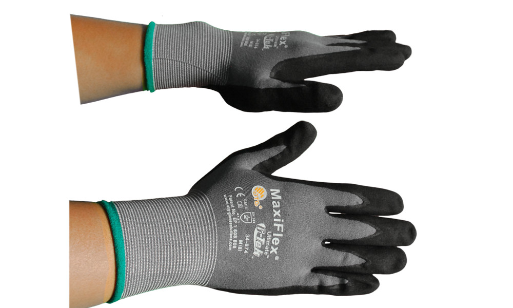 34-874 MaxiFlex Ultimate Micro Foam Nitrile Grip Coated PROTECTIVE WORK GLOVES