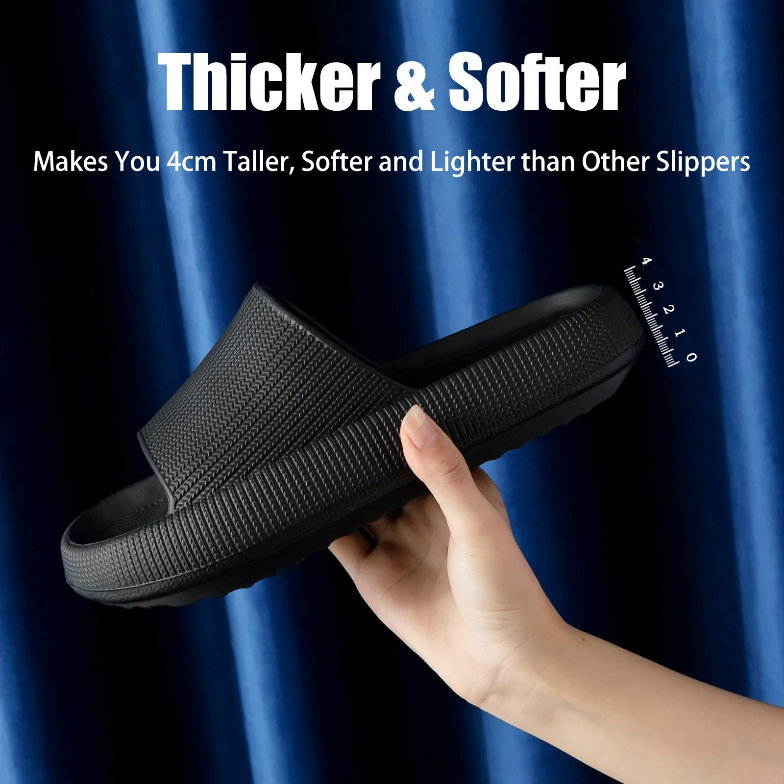 Size 36 Cloud Pillow Slippers, Ultra-Soft Quick-Dry Bathroom Slippers Black