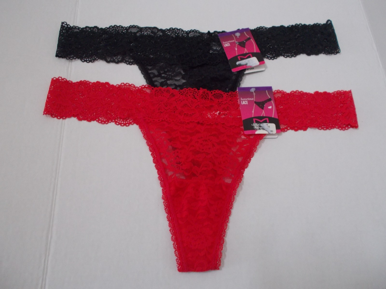 NWT MAIDENFORM 2 Pair Red & Black Luxurious Lace Thong Panties Underwear 2XL 9