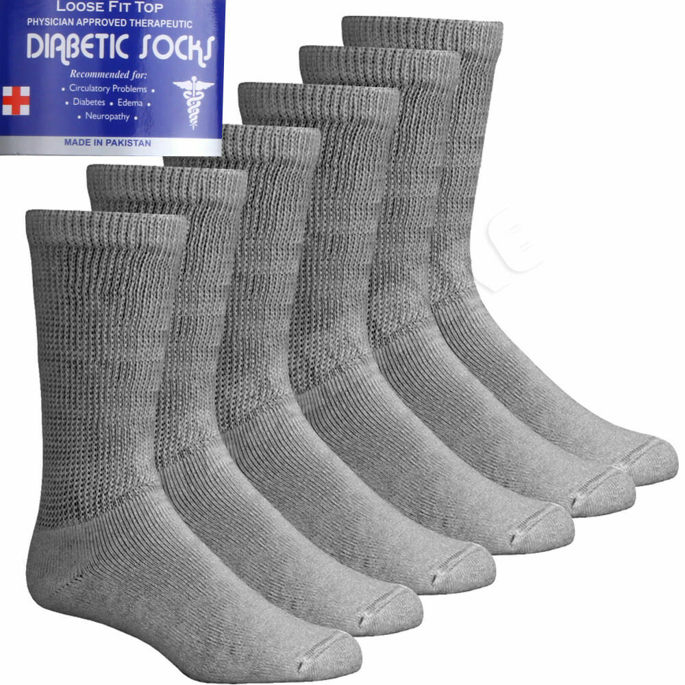 Lot Men’s Gray Circulatory Diabetic Crew Socks 9-11,10-13,13-15