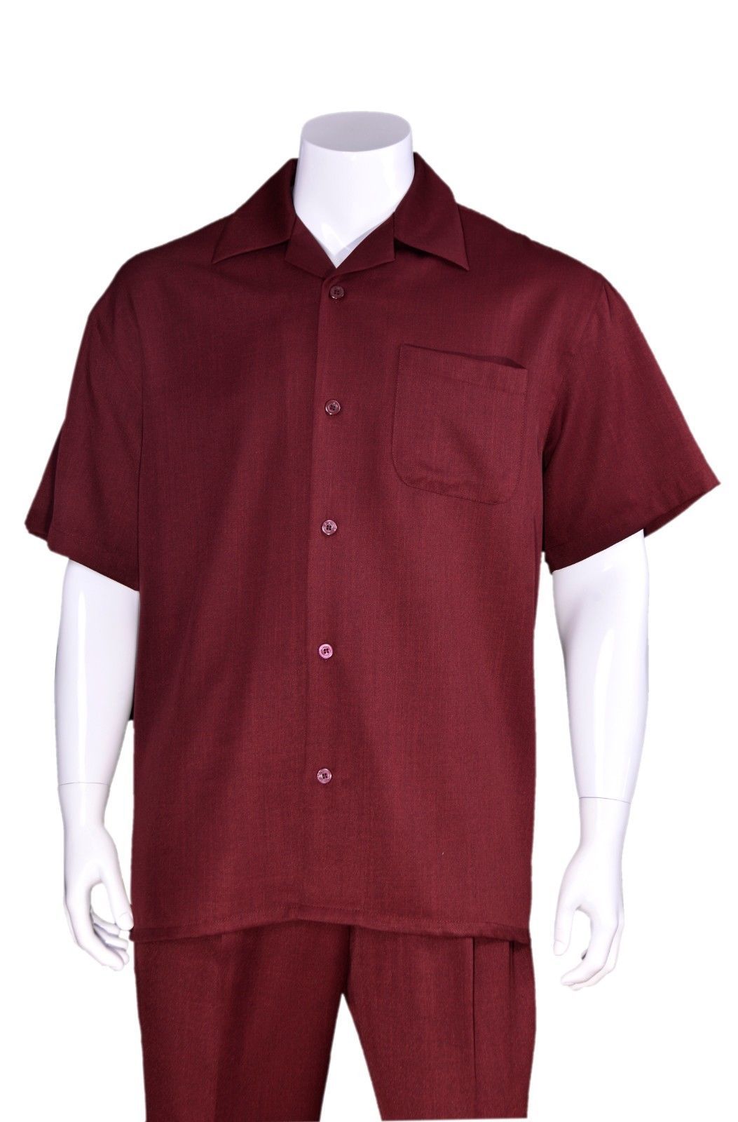 Men’s summer 2-pc walking suit (short sleeve shirt and pants), Solid color #2954