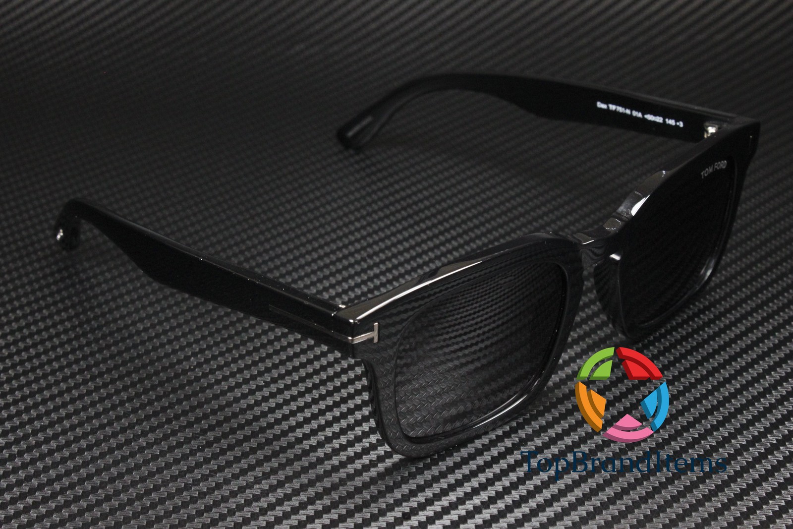 TOM FORD Dax FT0751-N 01A Shiny Black Smoke Plastic 50 mm Men’s Sunglasses